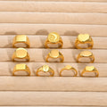 Women 10 Styles Glossy Fashion Jewelry Geometric Ring 18k Gold Plated 316L Stainless Steel Hypoallergenic Ring