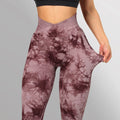 Crossover Seamless Leggings for Women Tie Dye Workout Leggings Women Scrunch Butt Lifting Leggings for Fitness Yoga Pants