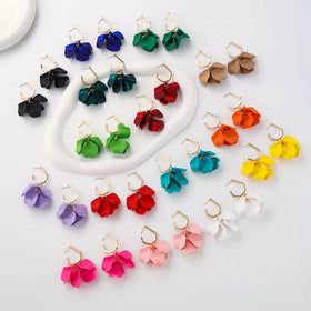 Fashionable Jewelry Rose Petal Long Earrings Women's Personalized Trend Versatile Earrings