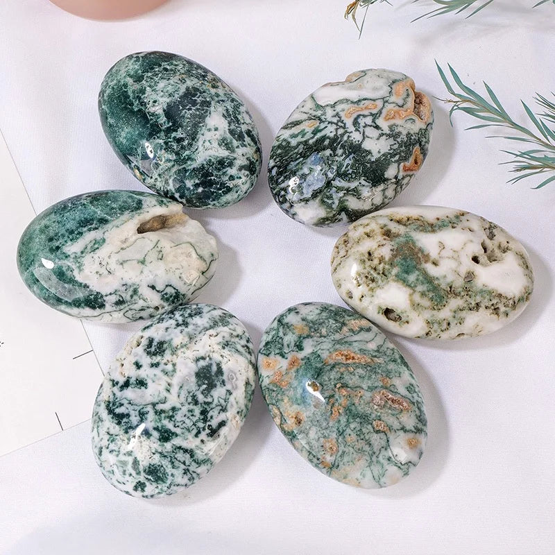 New Arrivals Crystals Healing Stones Natural Polished Green Moss Agate Crystal Palm Stone