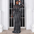 Black Ballroom Performance Dress Women's Elegant off Shoulder Colorful Printed Stripe Bodycon Plus Size