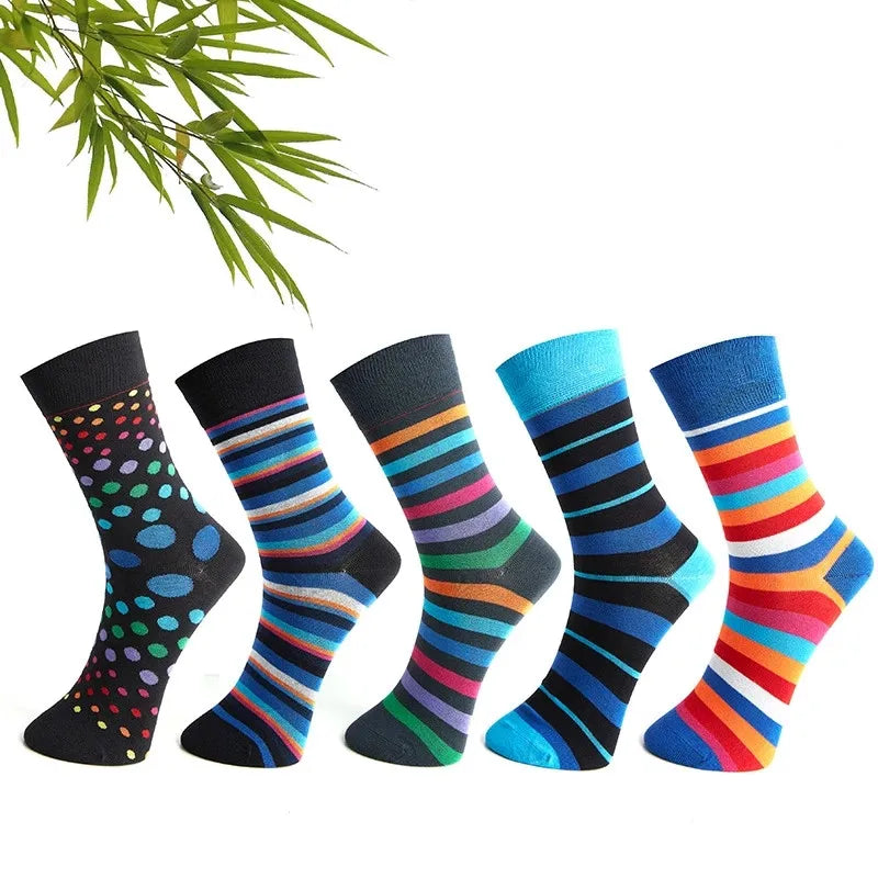 Custom Colorful Classic Office Business Casual Crew Dress Bamboo Fiber Socks for Men