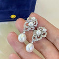 Starry Sky 3-6mm Small Pearl Inlaid Flower Earrings 9-10mm Natural Freshwater Rice Drop Dream Pearl Water Shaped Pearl Earrings