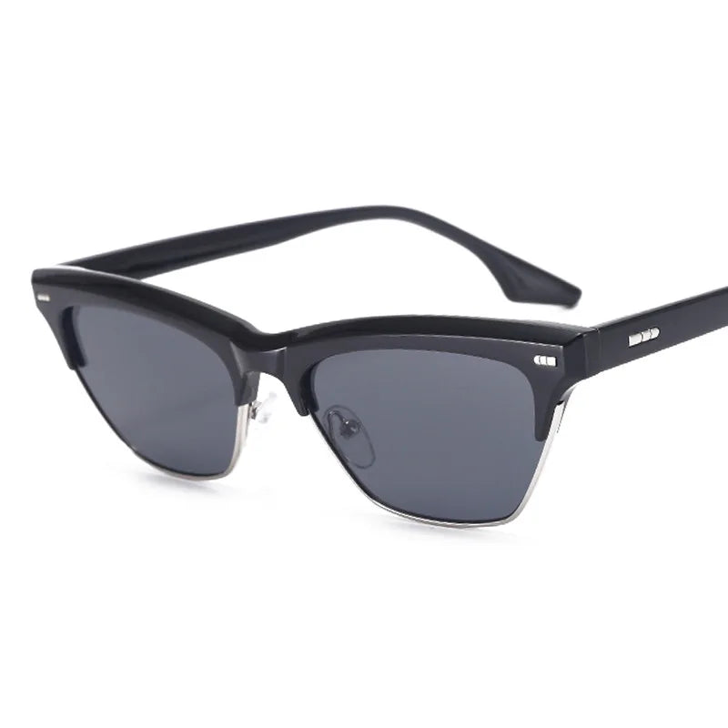 New Arrived Two Color Eyeglass Frame Women Gradient Sunglass Metal Frame Cateye Sunglasses