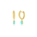 LOZRUNVE 18k gold oval shape turquoise dangle earring classic vintage 925 silver hoops