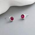 Wholesale Luxury Red Aaa Cubic Zirconia 925 Sterling Silver Round Stud Earrings for Women Classic Vintage Style for Weddings