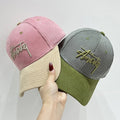 Hiblan Custom Sporty Two Tone Common Corduroy Baseball Cap Wholesale Plain Gorras Embroidery Logo Unstructured Dad Hat