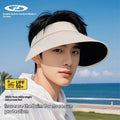 Large Brim Summer UV Protection Visor for Men Breathable Black Rubber Outdoor Use Top Empty Face-XMZ292