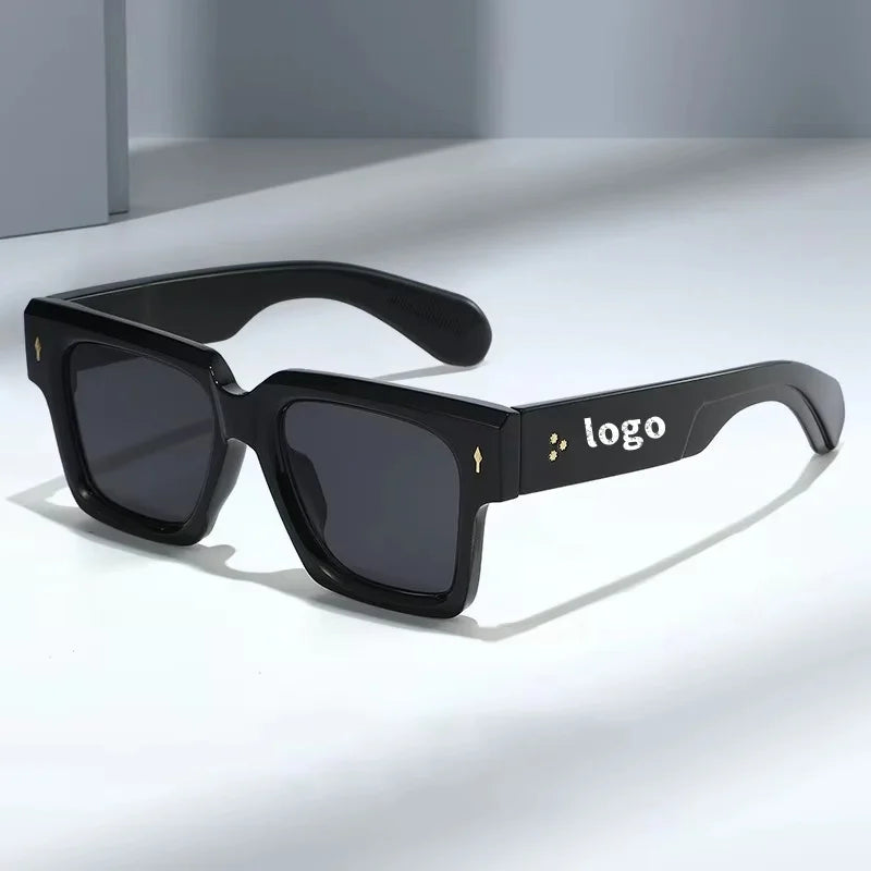 QSKY High Class Simple Women Retro Rivet Uv400 Small Frame square Personal Sunglasses Men