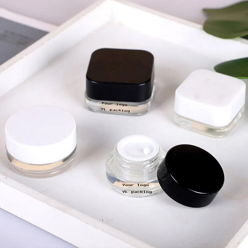 In Stock Transparent Glass Eye Cream Jar Empty 3g 5g 9g Rotary Mouth Cosmetic Glass with Plastic Cap for Skin Care