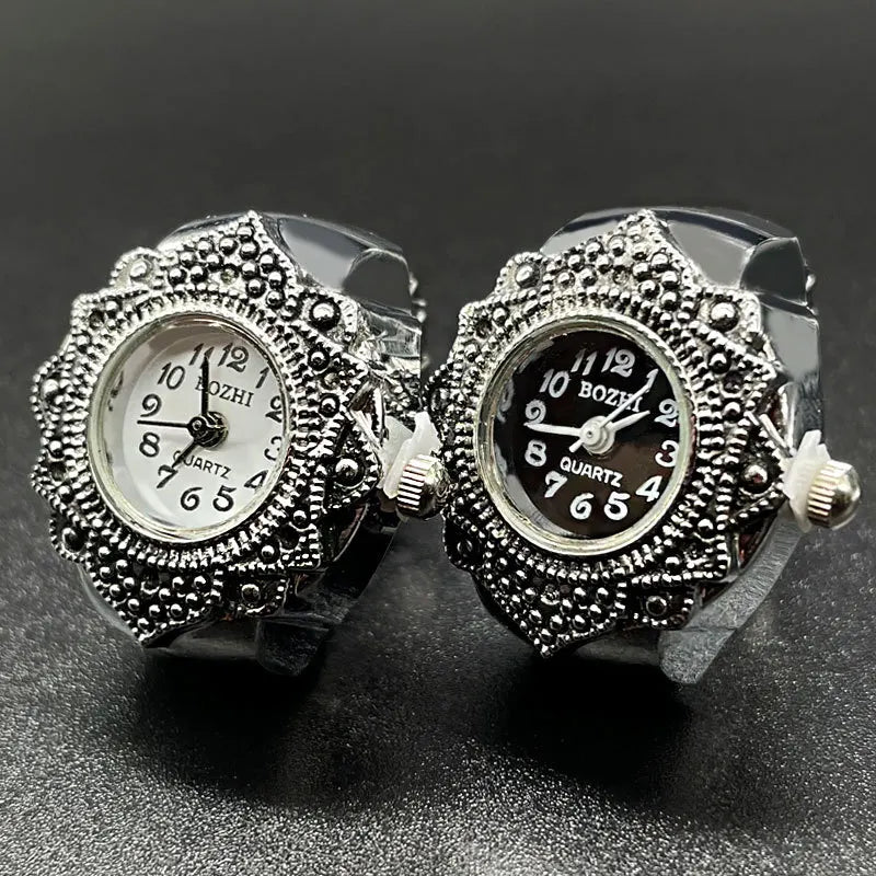 Lady Finger Ring Watch Silver Color Cute Watch for Women Men Unique Design Vintage Retro Finger Watch