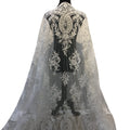 Vintage Ivory 3D Embroidery Lace Fabric Bridal Luxury Lace Fabric Nigerian Beaded Tulle Fabric for Weddings