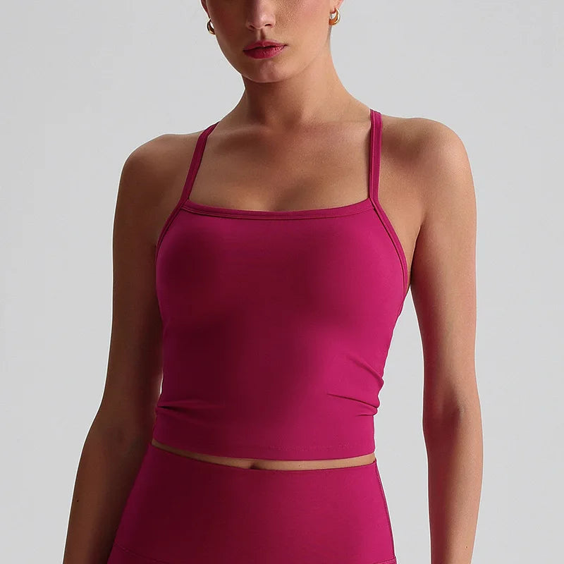 Bare Feeling Brushed Back Yoga Vest European and American Quick Drying Fitness Top Wearing Running Sports Underwear for Women