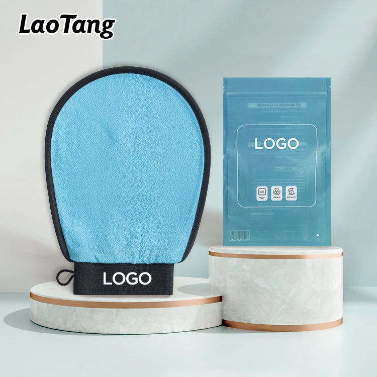 Private Label 100% Viscose Fiber Unclog Pores Exfoliating Gloves Korean Bath Shower Body Scrub Mitt Before Applying Tanner