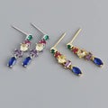 Fashionable Party Jewelry Multicolor Cubic Zirconia Earrings Multi Shape S925 Sterling Silver Colorful Zircon Earring for Lady