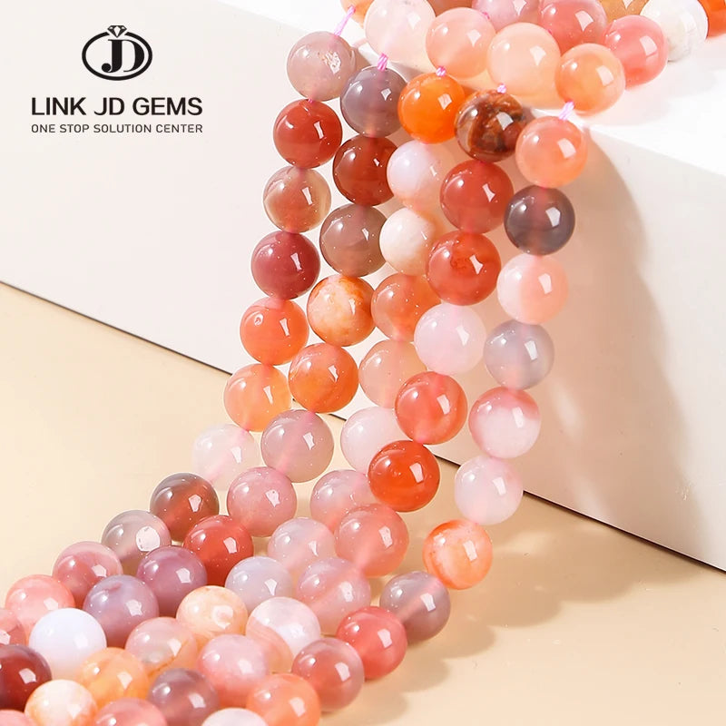 JD Semi Precious Round Gemstones 6 8 10MM Natural Salt Source Agate Loose Spacer Stone Beads for Jewelry Making