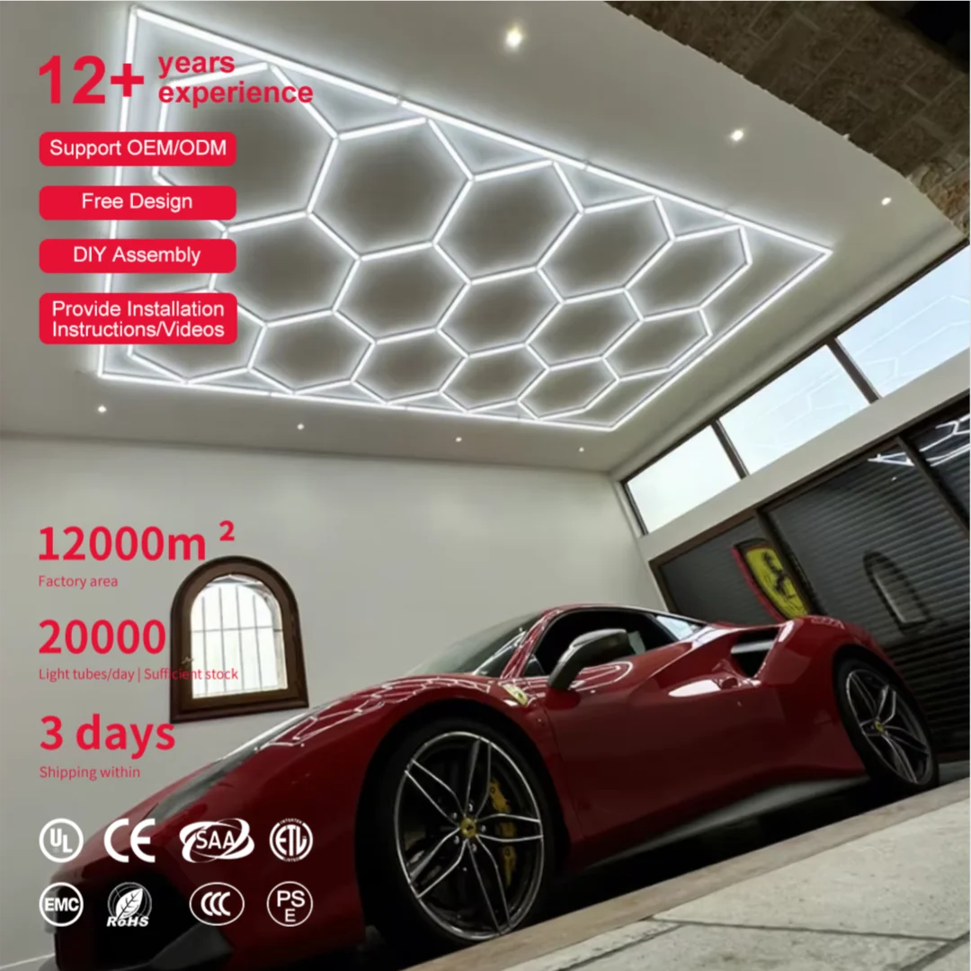Professional Honeycomb Lighting Shop Car Warehouse Garage and Commercial Systems Hex Led Light