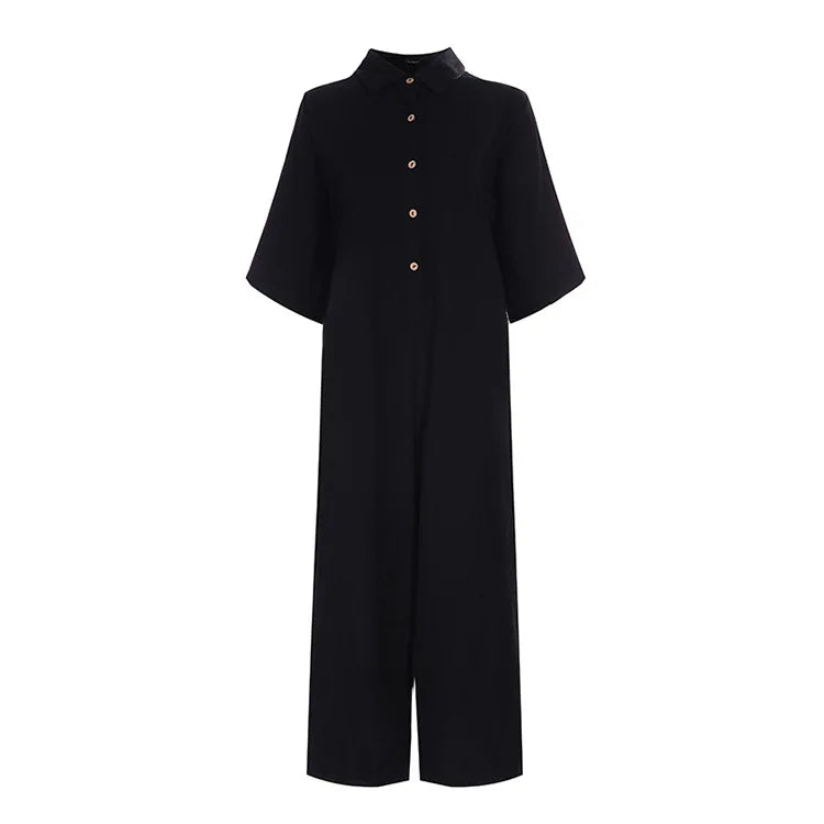 Summer Women Sexy Short Sleeve Jumpsuit Wide Leg Pants Casual Long Jumpsuit