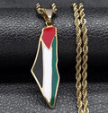 Caicai Israel and Palestine Map Pendant Necklace Stainless Steel Stylish Personality Pendant Jewelry