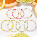 Go2boho Handmade 7pcs Glass Bead Bracelets Set Colorful Elastic Stackable Jewelry for Women Summer Fashion Accessories
