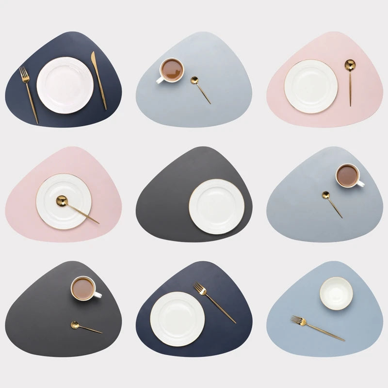 Nordic Leather Placemat Tableware Pad Oil Water Resistant Heat Insulation Non-Slip Tablemat Coaster Set for Kitchen Washable Cup