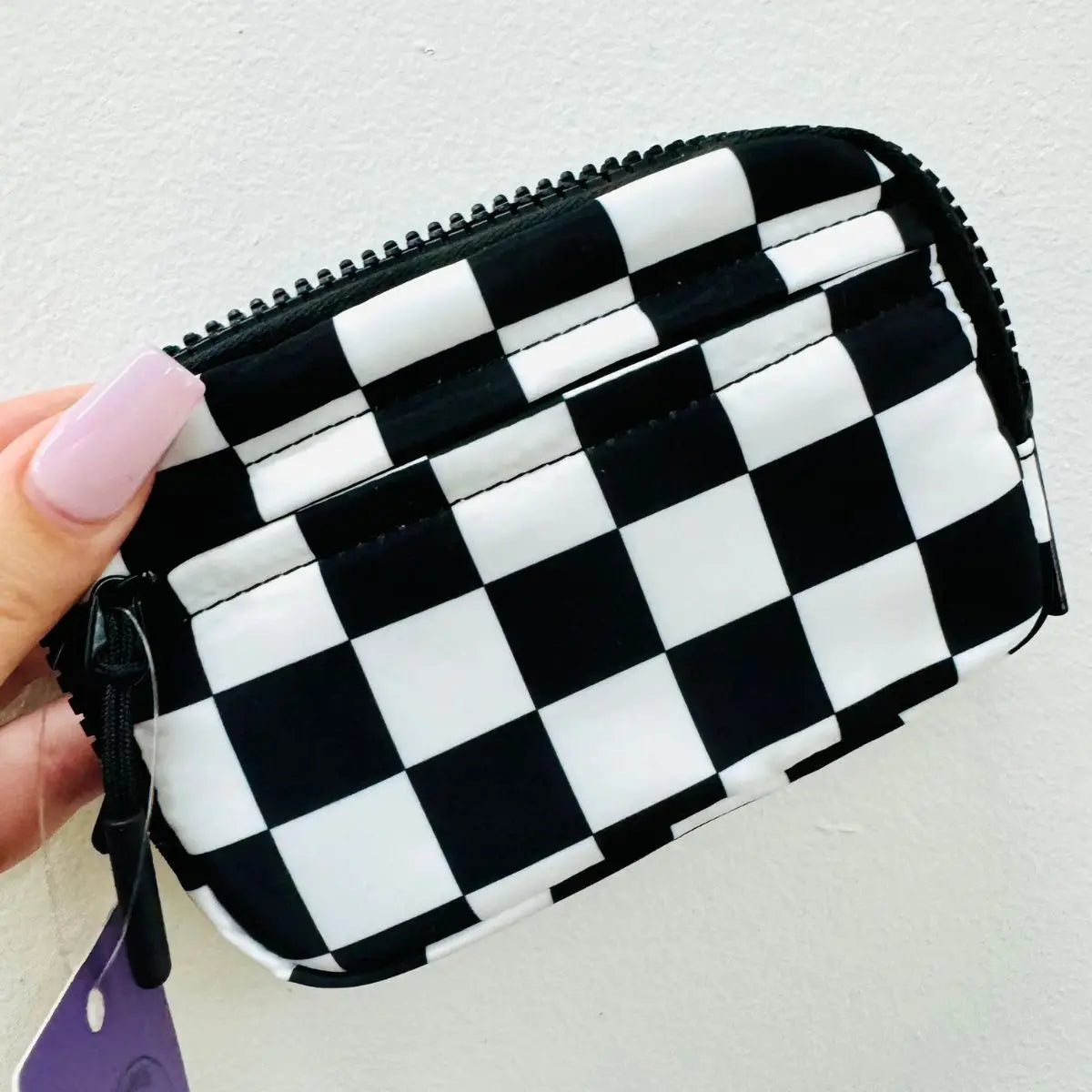 RFID Wallet Nylon Cash Key Chain Bag Women Dual Pouch Portable Card Holder Window Purse Zipper Mini Coin Pocket Pouch Wristlet