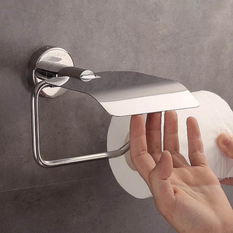 Modern Stainless Steel 304 Eco-Friendly Hotel Use Square Post Wall Mount Toilet Paper Holder Dispenser Waterproof Bathroom