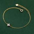 Small Cubic Zirconia Flower Shape 925 Sterling Silver Gold Plated Charm Bracelets Women Fashion Jewelry