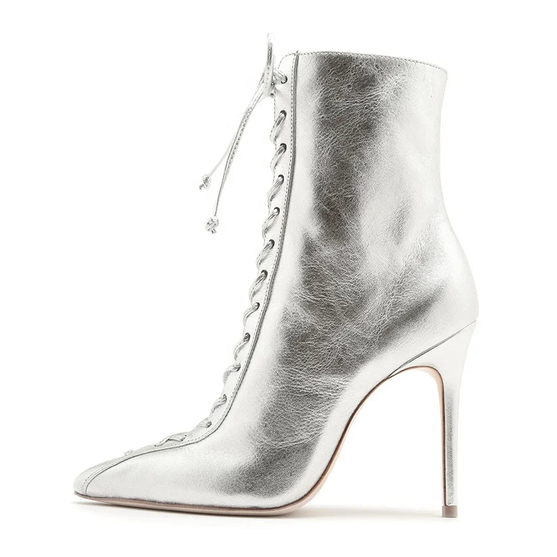 2019 Pointed Toe Heeled Booties Woman High Heel Ankle Boots
