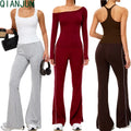 Sportswear Women Scrunch Butt Flare Leggings Solid Tank Top Quick Dry Gym Fitness Sets Running Fitness Gym Clothes