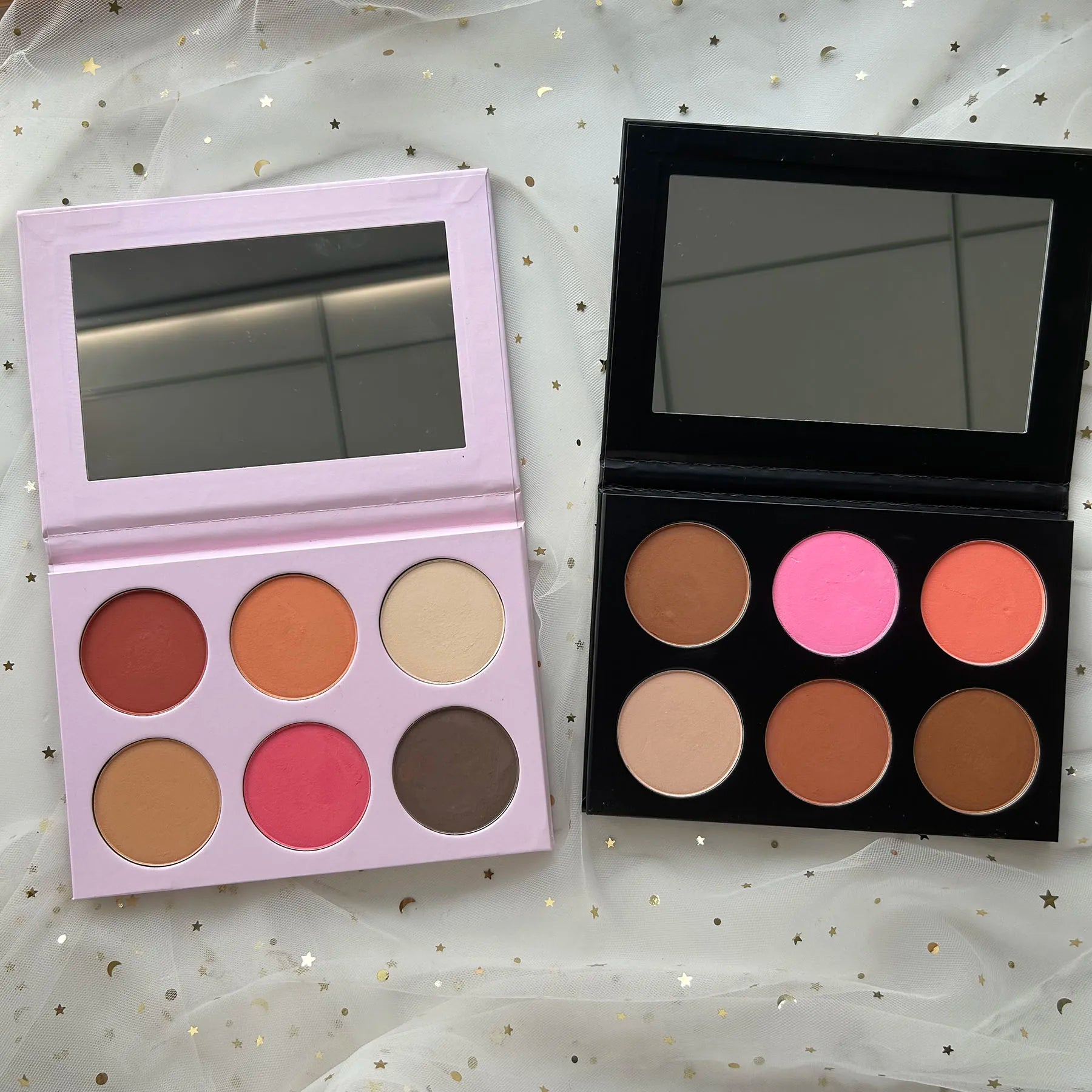6 Color Private Label DIY Pressed Blusher Powder 2 in 1 High Pigment No Logo Blusher Contour Palette