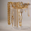 INS Style Simple Stainless Steel 18k Gold Plated Waterproof Clavicle Chains Necklace for Women Hypoallergenic Jewelry