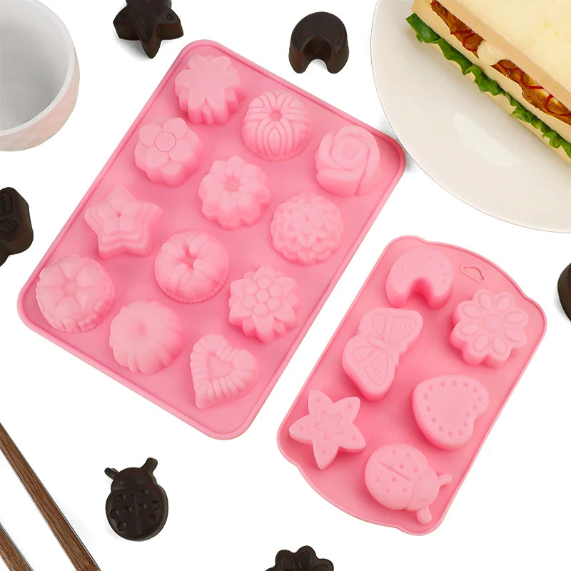 Flower Plant and Insect Silicone Molds Are Suitable for Chocolate Jelly Cakes and Baking Including Insects and Rose Shapes