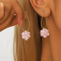 Long Flower Ball Earrings with High-end Feel White Petal Geometric Ear Buckle Light Luxury Style Earrings for Women
