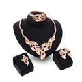 Women African Fashion Jewelry Sets 4 Pcs Necklace Earring Bridal Jewelry Set Gold Luxury Dubai Willow Leaf Wedding Custom Trendy