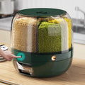 Kitchen Plastic 360 Degree Rotating Grain & Rice Storage Container with Dry Food Dispenser Injection-Molded Eco-Friendly Design