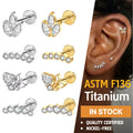 JIAXIN ASTM F136 Implant Grade Titanium Butterfly Marquise CZ Internally Threaded Labret Helix Tragus Lip Body Piercing Jewelry