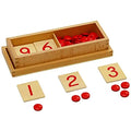 Montessori Cards Counters Wooden Box Numbers 1-10 Red Counters Educational Preschool Toys