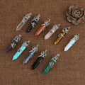 Natural Healing Jewelry Natural Stone Pendant Wire Wrap Hexagonal Bullet Amethysts Quartz Crystal Pendant for Necklace