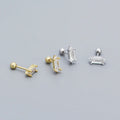 Dropshipping 925 Sterling Silver Square Zircon Screw Stud Earring Jewelry for Women