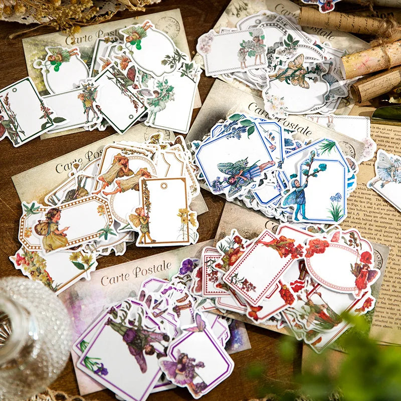 30pieces/pack Flower Diary Sticker Sticky Note Paper Vintage Journal DIY Collage Base Material Message 6 Models