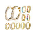Popular Minimalist 925 Sterling Silver Fine Jewelry Classic Colorful Zircon Huggie Hoop Earrings 18K Gold Plated