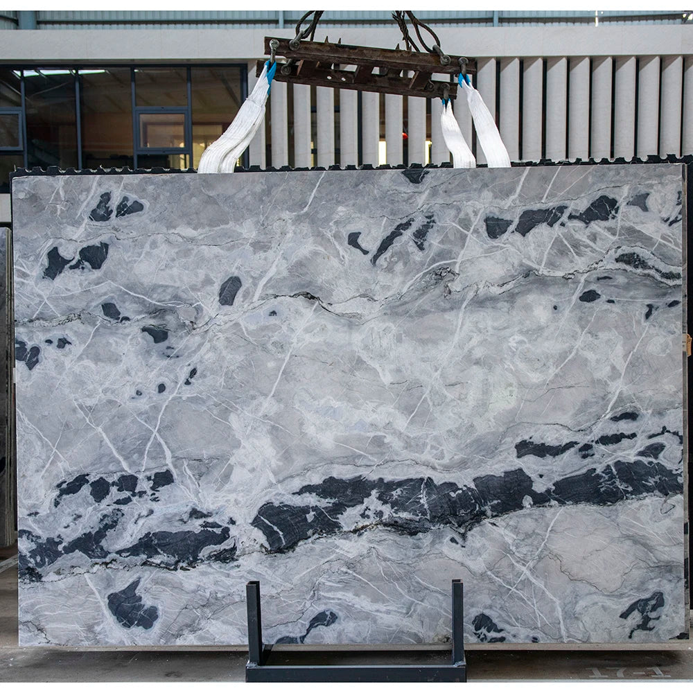 KINGS-WING Arctic Ocean Quartzite Bookmatch Quartzite Slab Bathroom Furniture Vanity Top Feature Wall Panel Background Slab