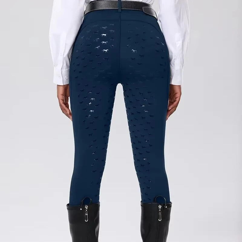 High Waist Slim Fit Equestrian Pants Full Seat Silicone Pocket Riding Breeches Moisture Wicking Elastic Fabric Horse RIDING PANT