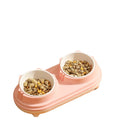 Automatic Double Bowl Cat and Dog Bowl with Water Dispenser Kitten Rice Bowl Plastic Pet Supplies for Feeding