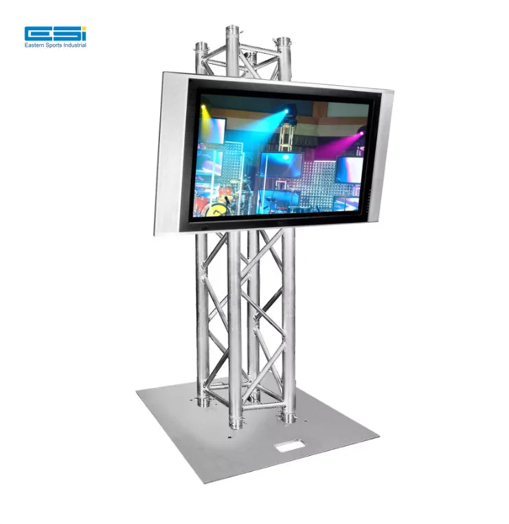 ESI 8.20FT Truss Plasma Stand / Lighting Tower with Aluminum Baseplate & LED Monitor Mount