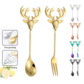 High Quality Creative Elk Handle Stainless Steel Flatware Fork Spoon Coffee Spoon Silverware Fruit Fork Dessert Spoon Cutlery