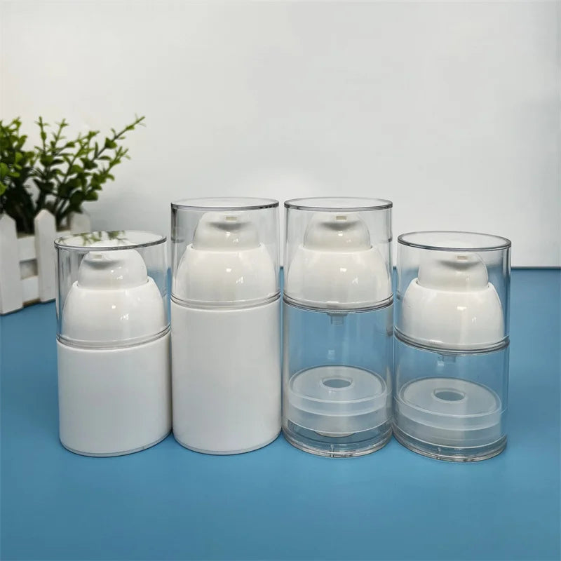 Factory Direct Sale Empty 30ml 50ml 100ml 120ml Porcelain White Small Mini Fancy PP  AS Plastic Airless Pump Lotion Bottle for