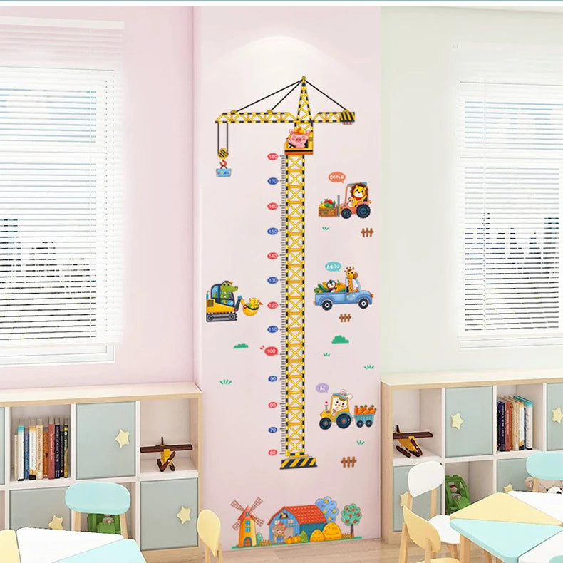 Removable Cartoon Animal Height for Kids Bedroom Decoration Kindergarten Wall Sticker