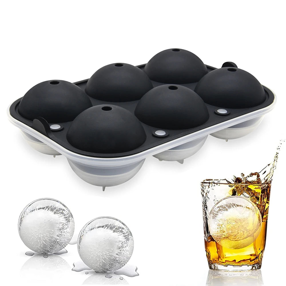 Hot Reusable Extra Large Round Ice Cube Mould Ice Ball Maker Sphere Mold Ice Tray USA BPA Free Silicone 2.5 Inch Black 4-9days